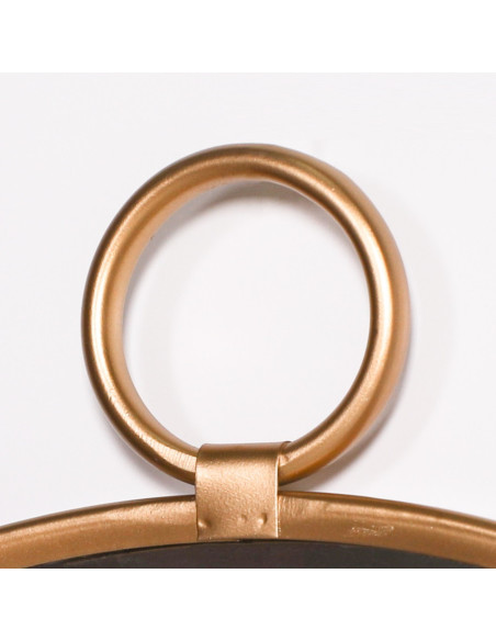 Miroir rond avec crochet en métal doré