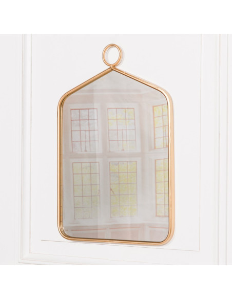 Miroir rectangulaire en métal doré avec crochet