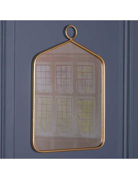 Miroir rectangulaire en métal doré avec crochet