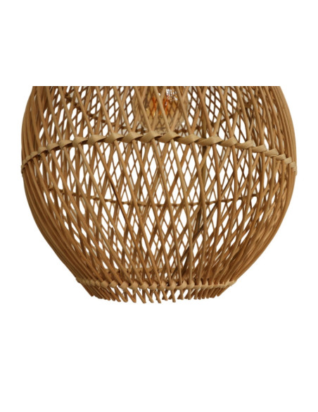 Suspension en rotin et bois forme ovale