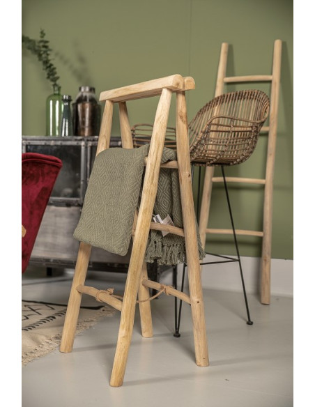 Echelle porte serviettes double en teck naturel