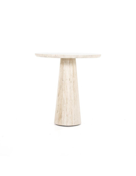 Table de repas ronde en travertin Aime 70cm