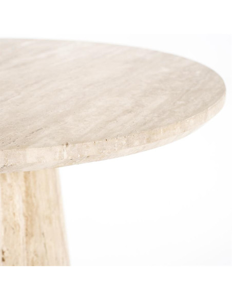 Table de repas ronde en travertin Aime 70cm
