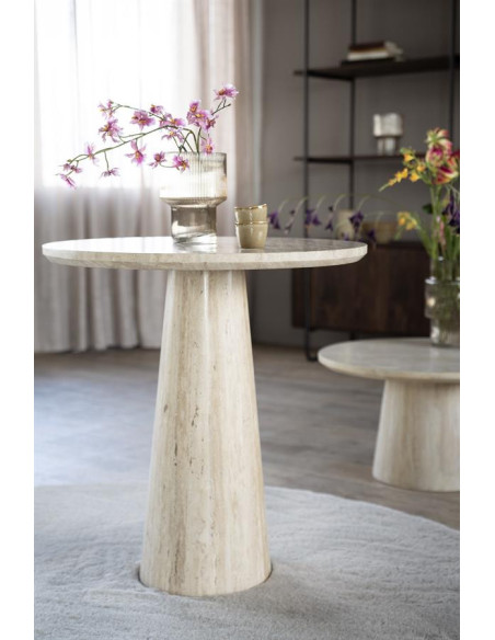 Table de repas ronde en travertin Aime 70cm
