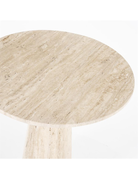 Table de repas ronde en travertin Aime 70cm