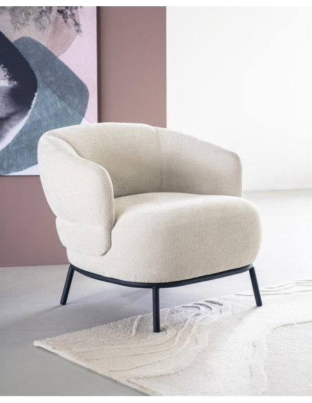 Fauteuil lounge arrondi en tissu David