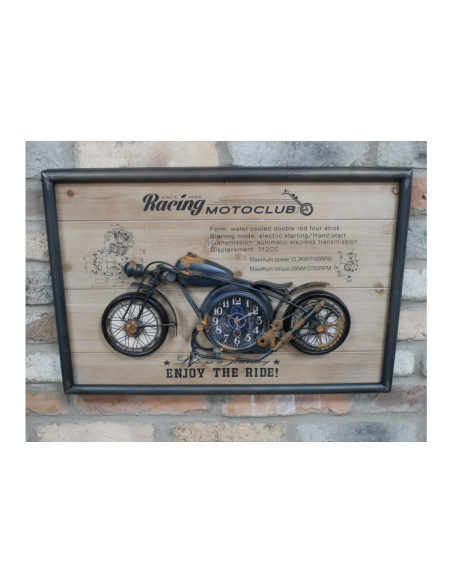 Cadre horloge déco racing moto club