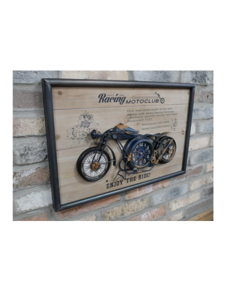Cadre horloge déco racing moto club