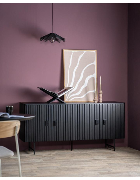 Bahut 4 portes en manguier et métal Rémi