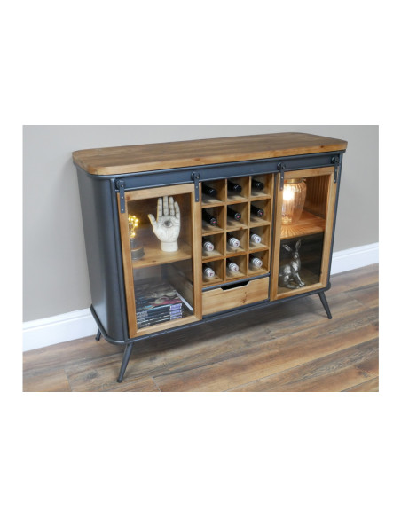 Meuble de bar avec portes vitrées coulissantes