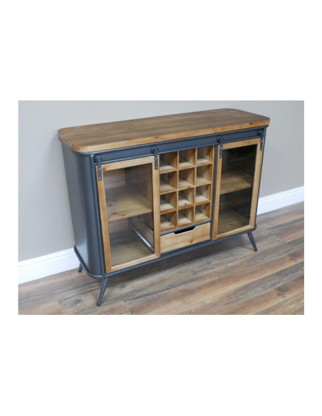 Meuble de bar avec portes vitrées coulissantes