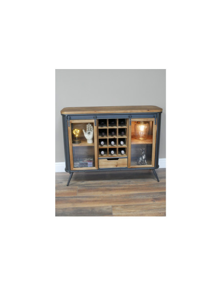 Meuble de bar avec portes vitrées coulissantes