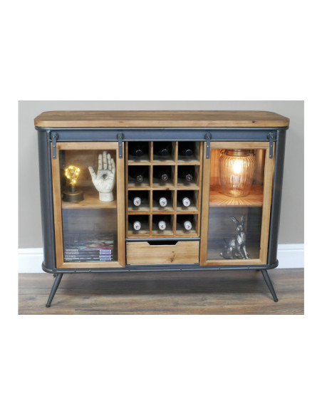 Meuble de bar avec portes vitrées coulissantes