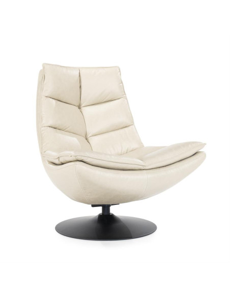 Fauteuil lounge et rotatif confortable en cuir Sven