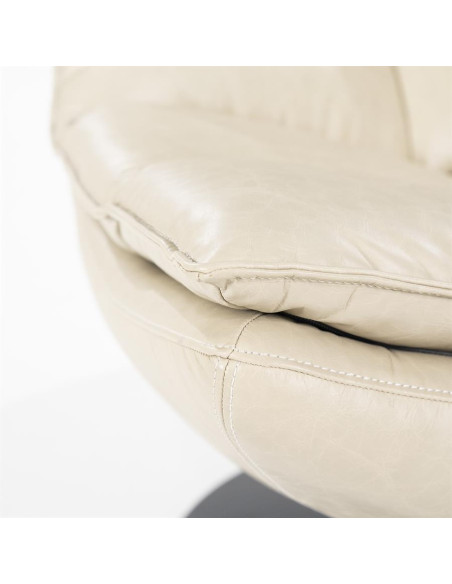 Fauteuil lounge et rotatif confortable en cuir Sven