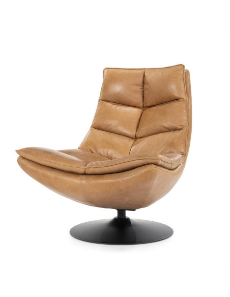 Fauteuil lounge et rotatif confortable en cuir Sven