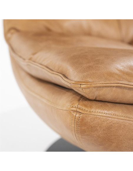 Fauteuil lounge et rotatif confortable en cuir Sven