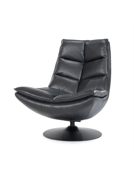 Fauteuil lounge et rotatif confortable en cuir Sven
