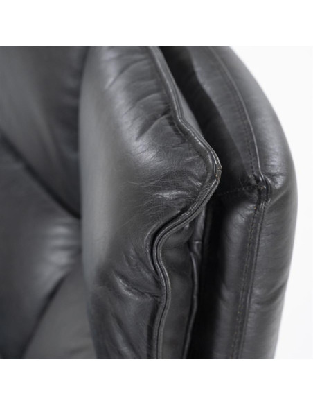 Fauteuil lounge et rotatif confortable en cuir Sven