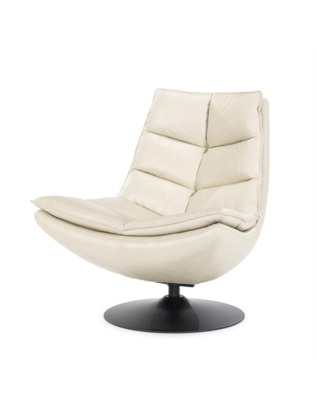Fauteuil lounge et rotatif confortable en cuir Sven