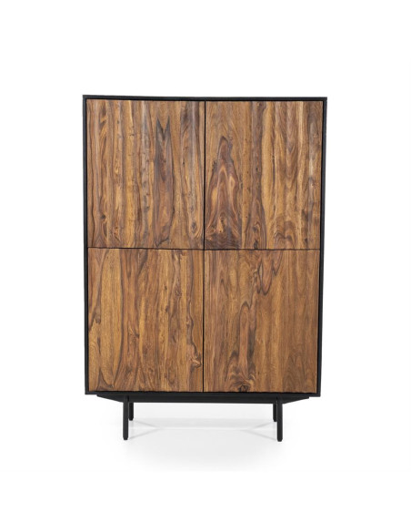 Armoire 4 portes texturées noire et marron Alexander