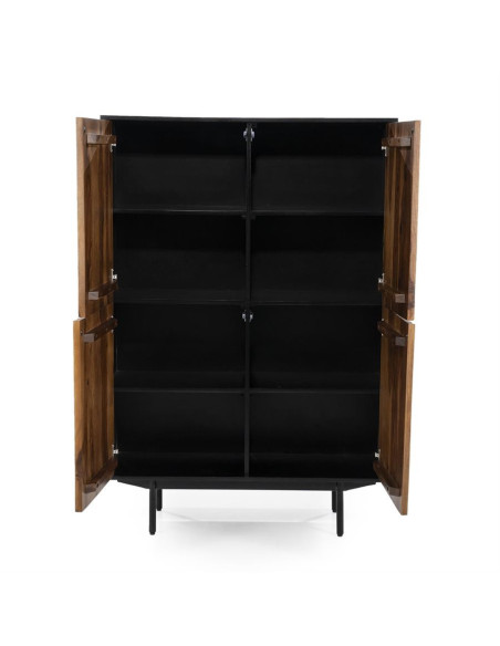 Armoire 4 portes texturées noire et marron Alexander