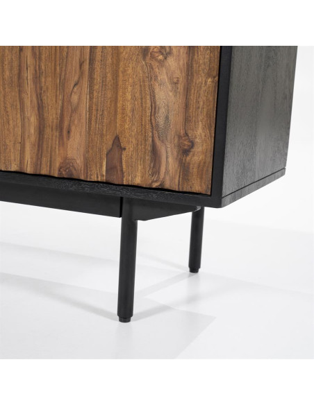 Armoire 4 portes texturées noire et marron Alexander