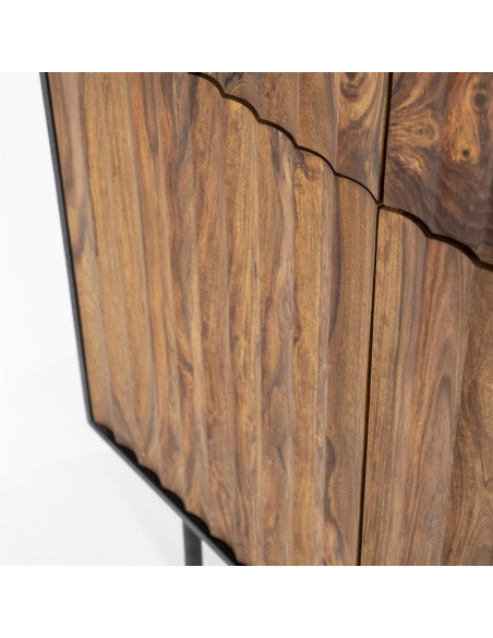 Armoire 4 portes texturées noire et marron Alexander