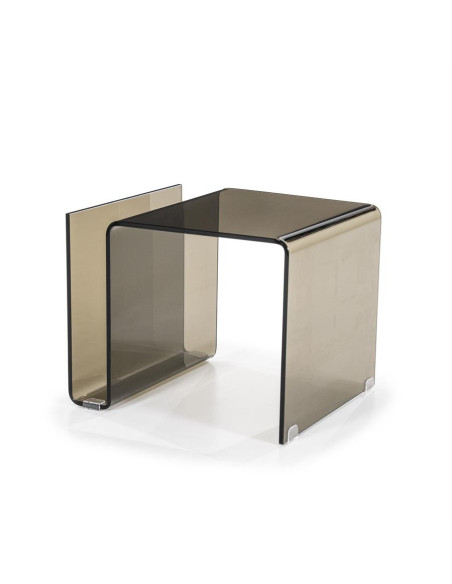 Table d'appoint design en verre avec porte-revues Shadow
