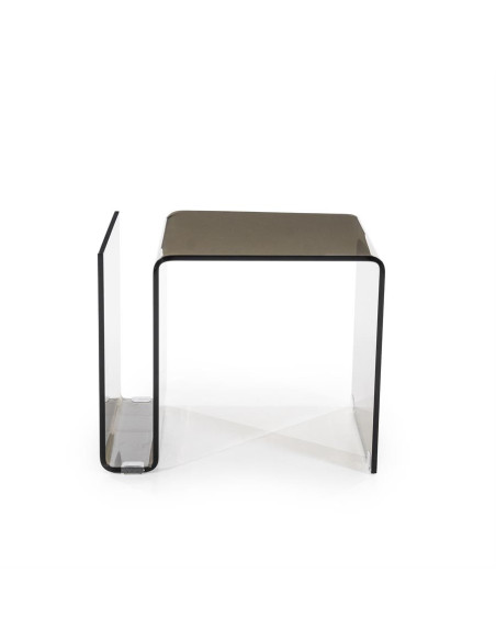 Table d'appoint design en verre avec porte-revues Shadow