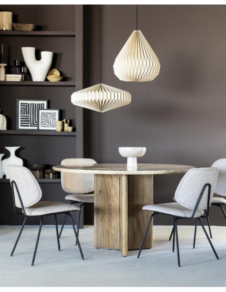 Table de repas en manguier et travertin Sara