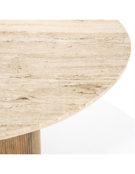 Table de repas en manguier et travertin Sara