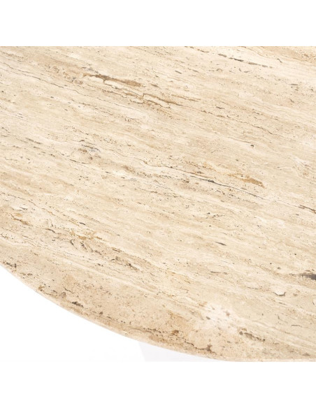 Table de repas en manguier et travertin Sara