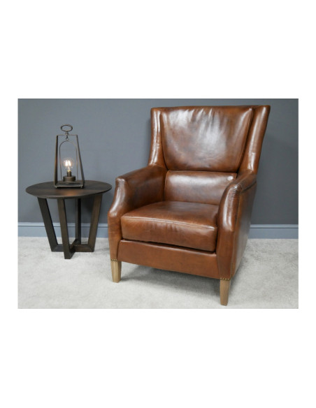 Fauteuil de lecture en cuir vintage