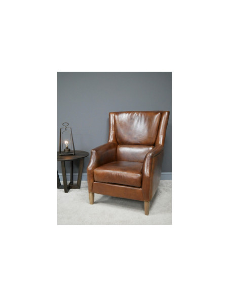 Fauteuil de lecture en cuir vintage