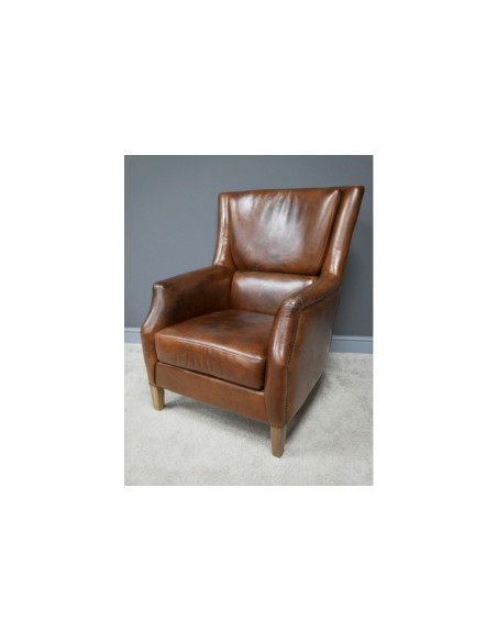 Fauteuil de lecture en cuir vintage