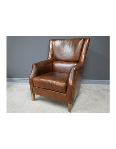 Fauteuil de lecture en cuir vintage