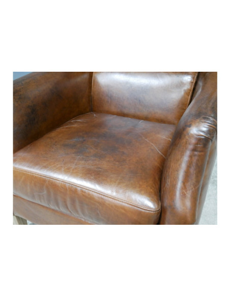 Fauteuil de lecture en cuir vintage