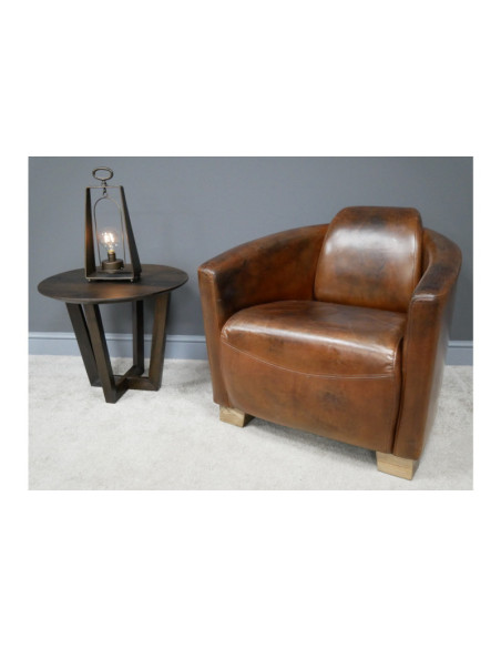 Fauteuil club Cigare en cuir vintage