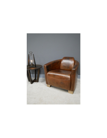 Fauteuil club Cigare en cuir vintage