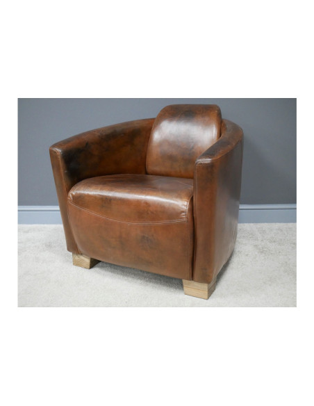 Fauteuil club Cigare en cuir vintage
