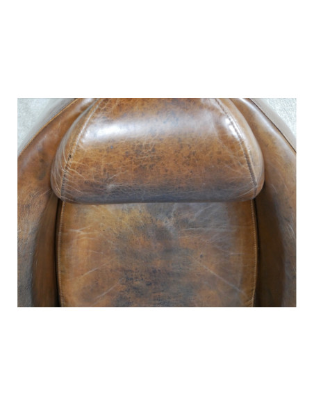 Fauteuil club Cigare en cuir vintage