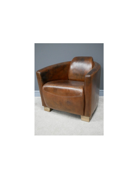 Fauteuil club Cigare en cuir vintage