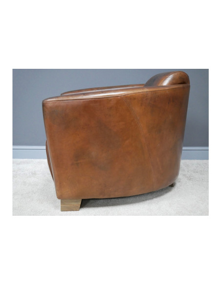 Fauteuil club Cigare en cuir vintage