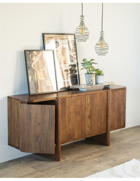 Bahut arrondi 4 portes en acacia Julian