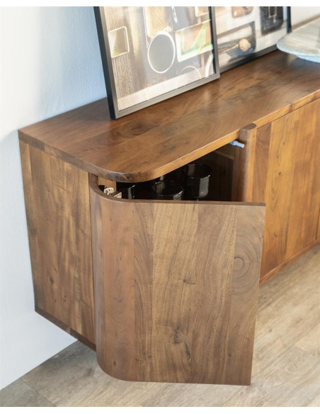 Bahut arrondi 4 portes en acacia Julian