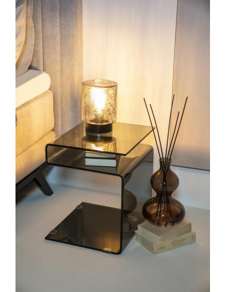 Table d'appoint design en verre avec porte-revues Shadow