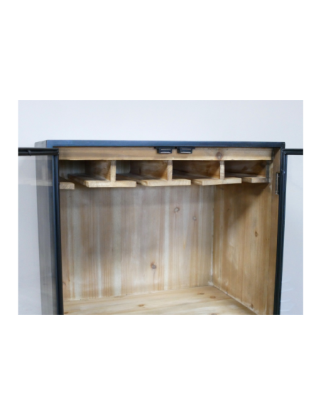 Armoire haute à vin en métal et portes vitrées