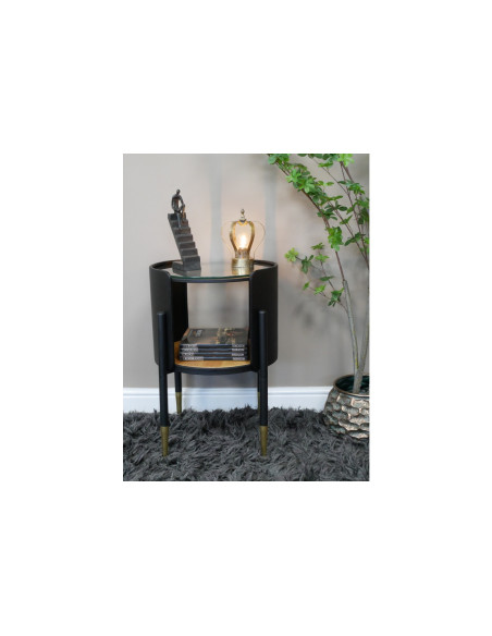 Petite table d'appoint ronde avec plateau verre