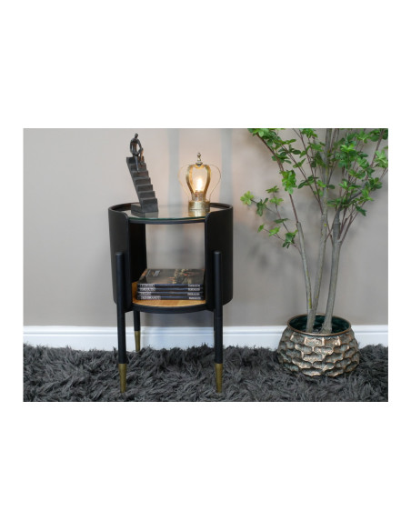 Petite table d'appoint ronde avec plateau verre